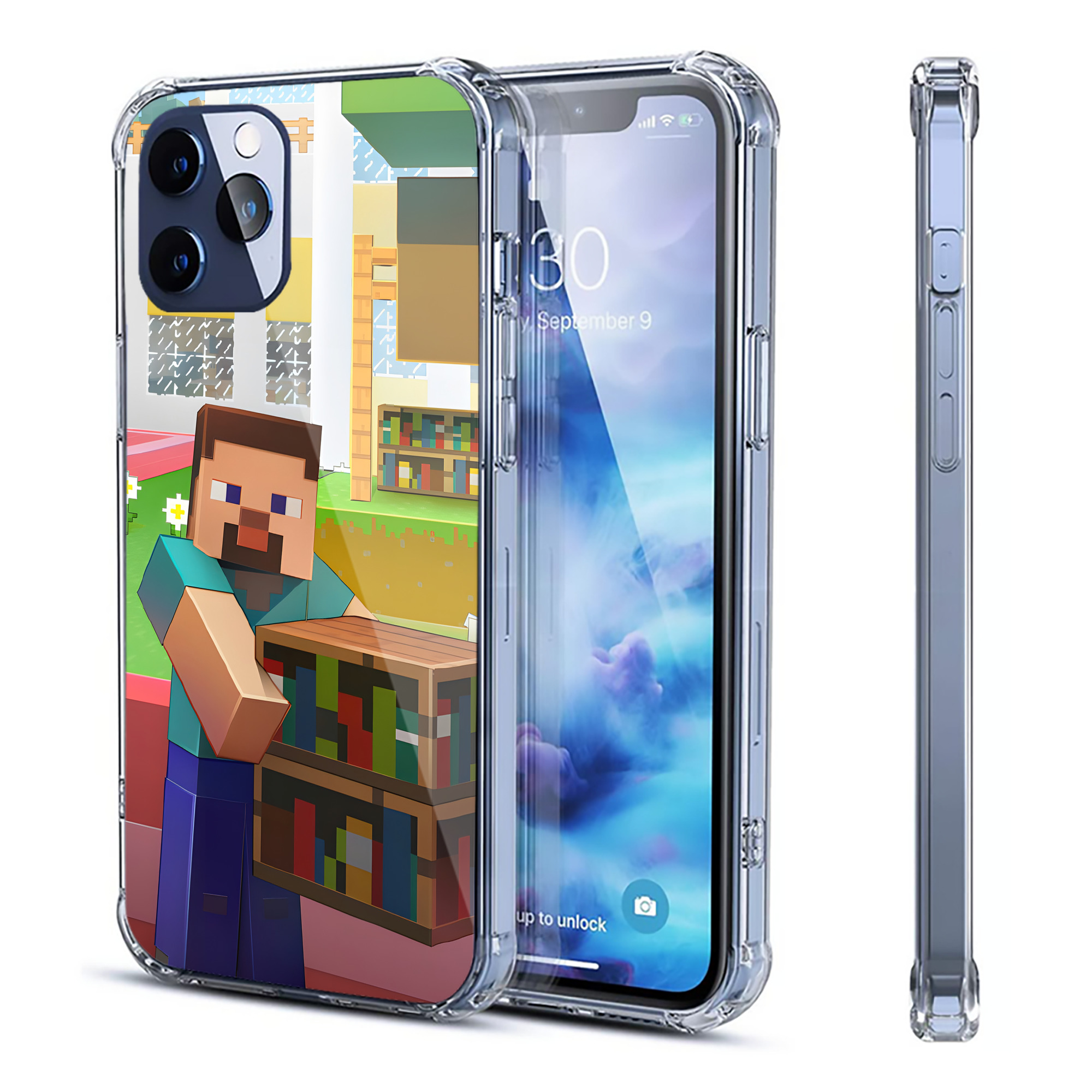 （画像用） マインクラフト ブロックの世界 Minecraft MC Block world 【iPhone 12シリーズ対応】透明スマホケース（クリアソフトケース）